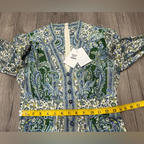 NWT Zimmermann Ottie Plunge Midi Dress in Green Paisley US SZ 6 - Picture 9 of 12